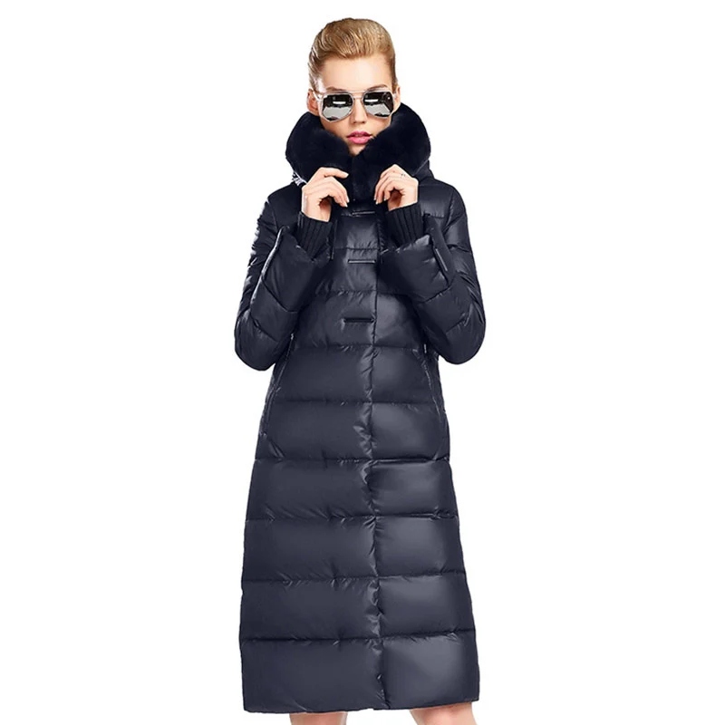 

MIEGOFCE Women's Coat Jacket Medium Length Women With Rex Rabbit Fur Collar Parka Winter Elegant Women New Winter Long Coat, 605 dark blue / 409 grey / 707 green