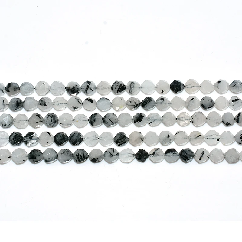 

NAPOLN Trade Insurance High Quality 6/8/10/12mm Natural Faceted Black Hair Quartz Beads, White