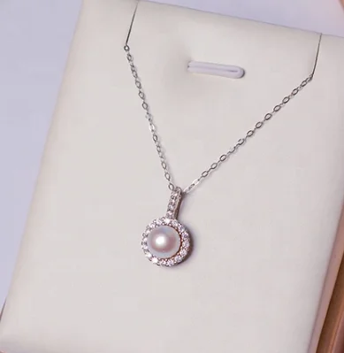 

2022 latest design fashion jewelry gift sunflower 925 sterling silver pendant natural freshwater pearl necklace, White