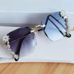 Ladies Rimless Sunglasses Gradient Diamond-studded