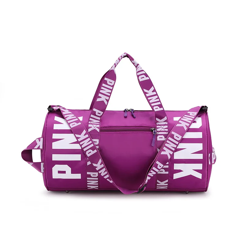 

custom fashion logo foldable sport Outdoor backpack waterproof travel duffel bag Pink Letter fitness backpack, As show