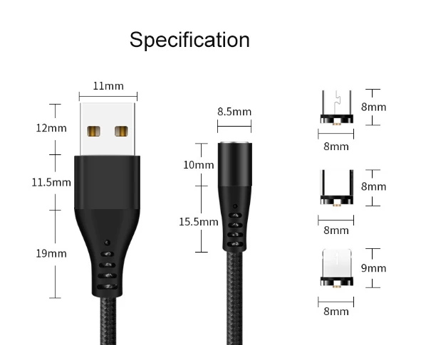 Magnetic USB Cable 1M 2M LED Magnetic Charging USB Cable - ANKUX.COM