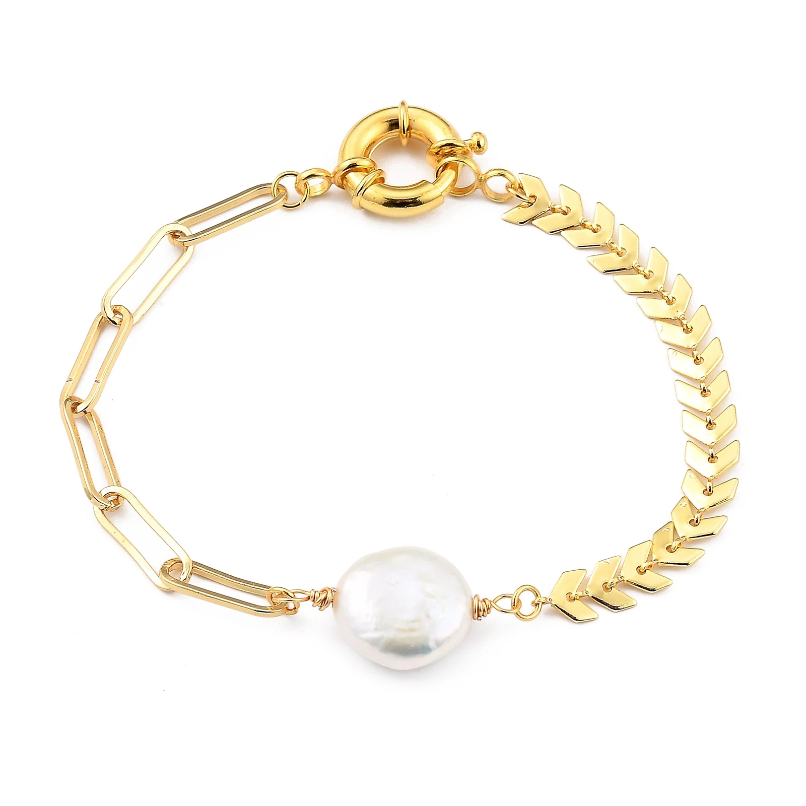 

PandaHall Natural Baroque Pearl Keshi Pearl Link Bracelets