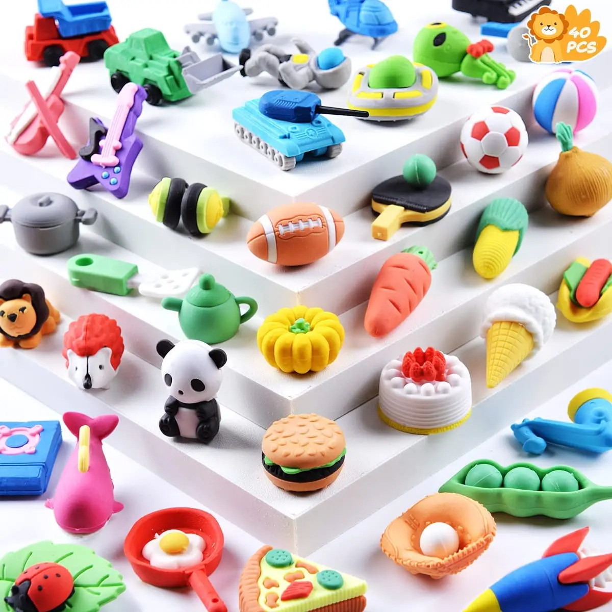 

Soododo NER0008 60pcs Factory price cute 3d mini fancy puzzle erasers for kids