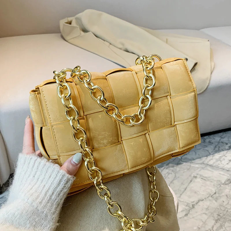 

2021 Hot Selling Update Matte PU Women Handbags Weave Design Bag Lady Handbags Chain Cross Body Bag