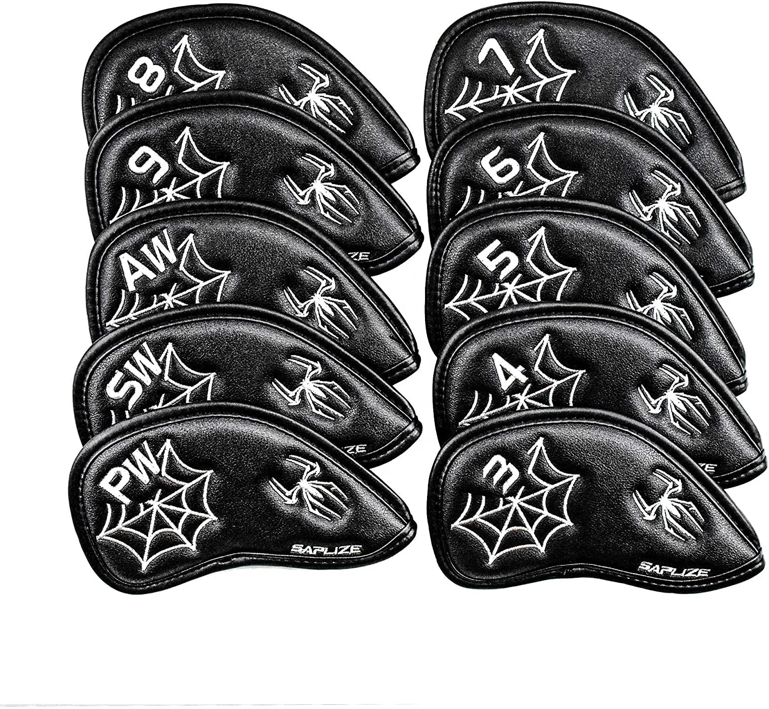 

SAPLIZE Synthetic Leather Golf Club Head Cover Wedge Iron Protective Headcover fit Most Irons, Black / white / oem