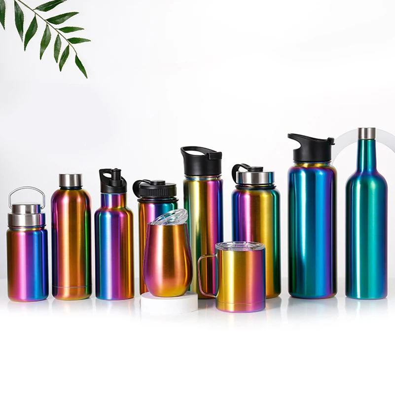 

Electroplated Customizable Double Wall Sports Vacuum Insulated Stainless Steel Water Bottle for Wholesale, White pink blue black or customized colors