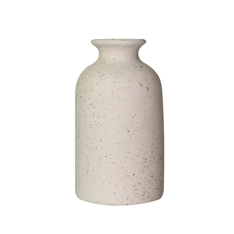 

Wholesale Decoration Nordic Vase Ceramic White Pigment Burning simple retro Gift Ceramic Vase For Home Decor, White with 2 size