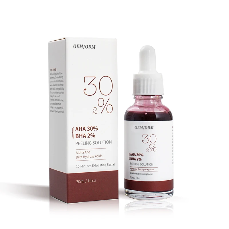 

Private label Skin Care AHA 30% BHA 2% Peeling Solution Facial Serum Remove Acne Scar Face Liquid Serum