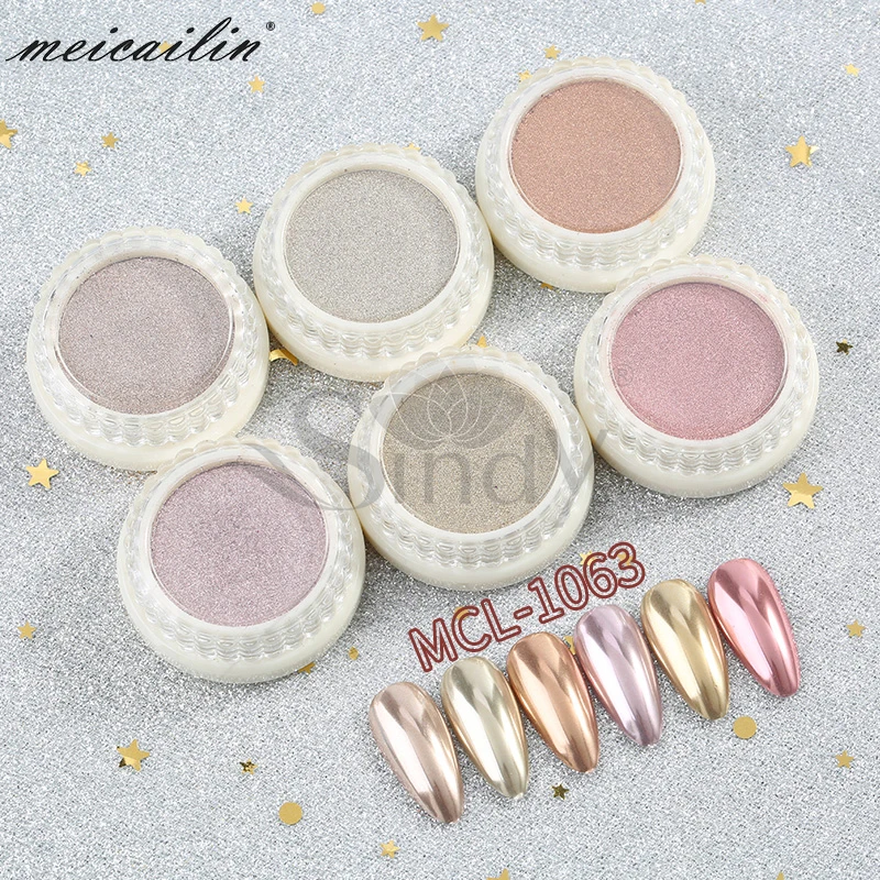 

New 6 colors solid metallic chrome pigment mirror effect nail art pressed powder, 6 colors,as picture shown