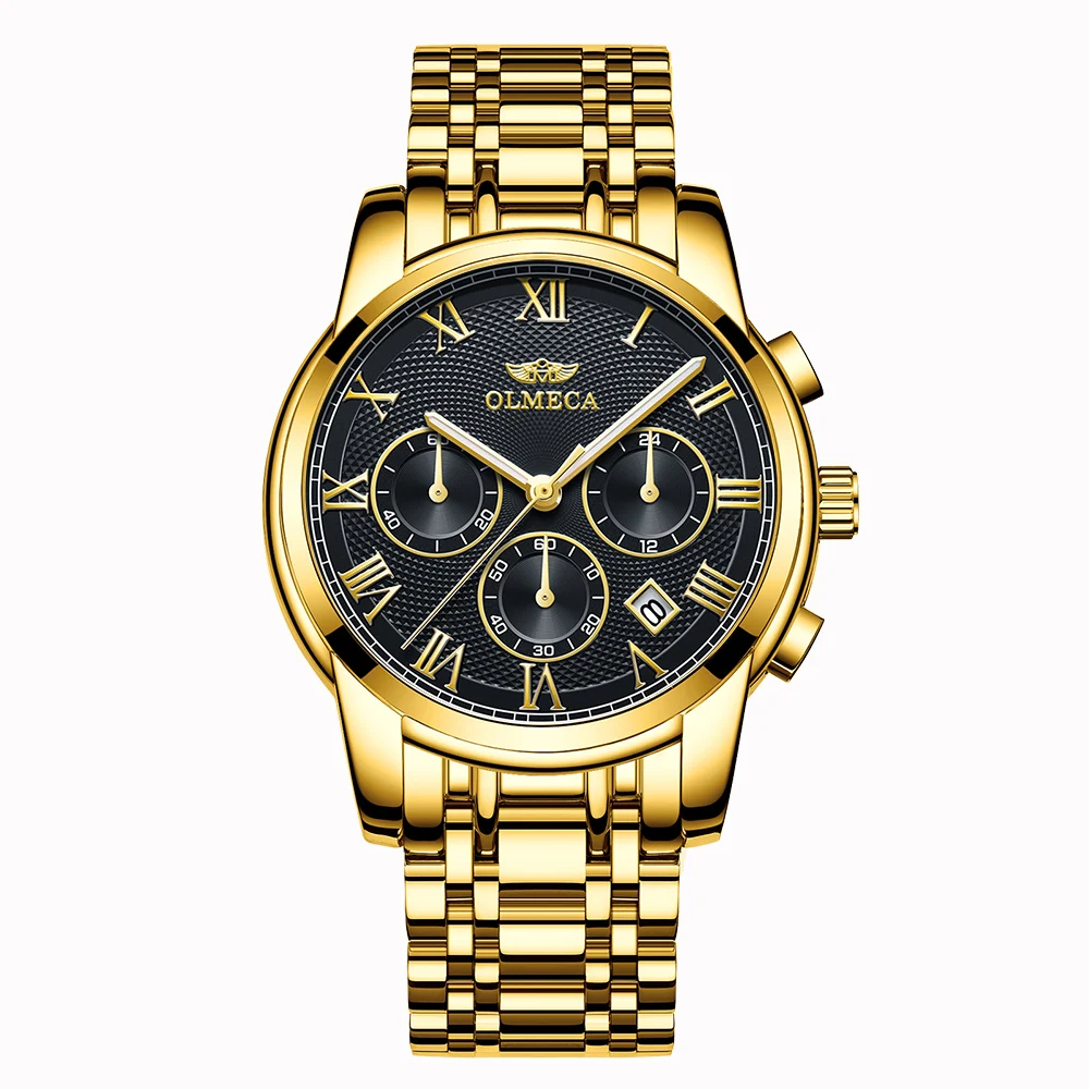 

Luxury wristwatches waterproof quartz golden brand watch for men, Gold