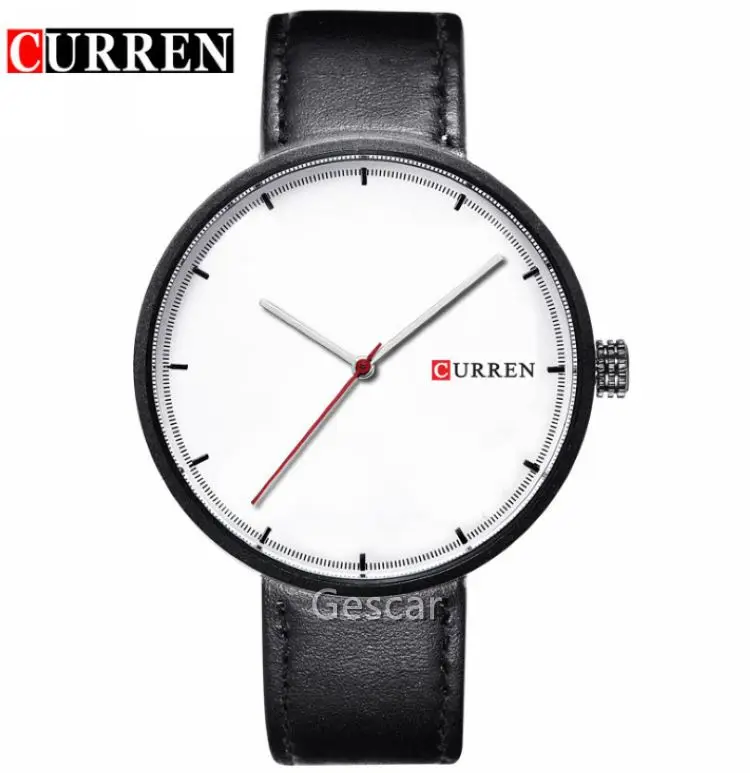 

CURREN 8223 Original Brand Men's Watch Multi Color Watch Extremely Simple Leather Belt Round Watch Red Second Hand Quartz Watch, 7colors