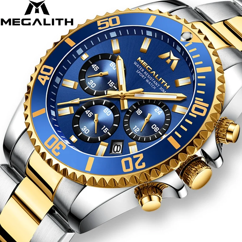 

Megalith Business Relogio Masculino Chronograph reloj Men Quartz Watches Sport Wristwatches Luxury Watches Men Wrist
