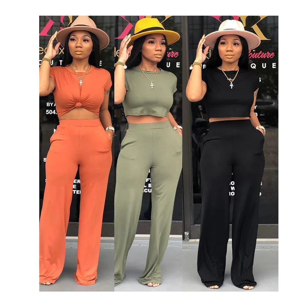 

9S4U crop top jumpsuit casual two piece set women clothing, Customized color