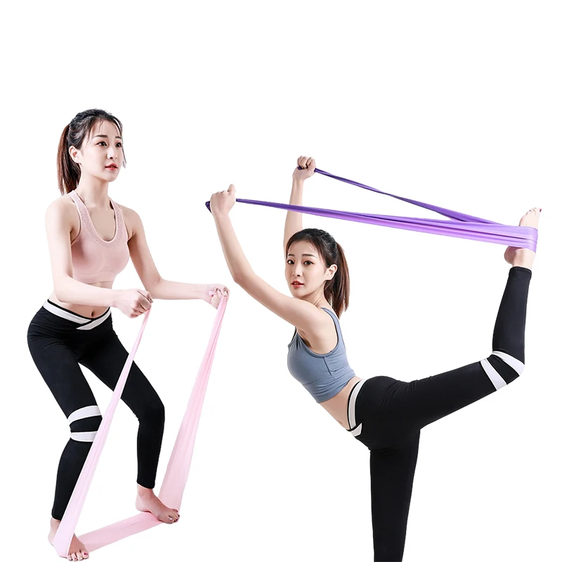 

US Free Sea Shipping 2021 new product OEM yoga stretch long flat wide resistance exercise resistance band, Pink,purple