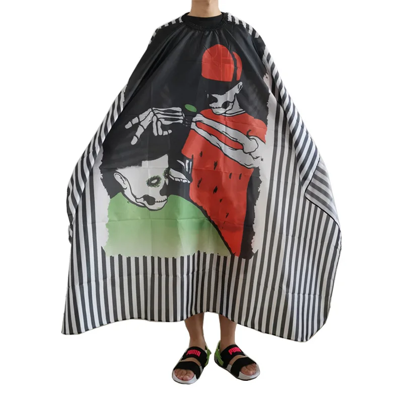 

Skeleton Pattern Hairdressing Cape Fashion Unique Printing Haircutting Apron Styling Waterproof Customer Cloth Wraps