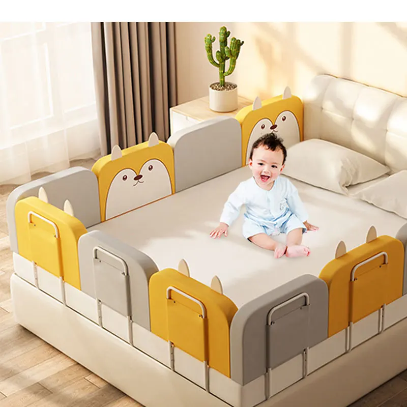 

2021 Baby Bunk Bed Guard Rail, Modern Swing Down Bed Rail Bumper/, Pink/gray/yellow