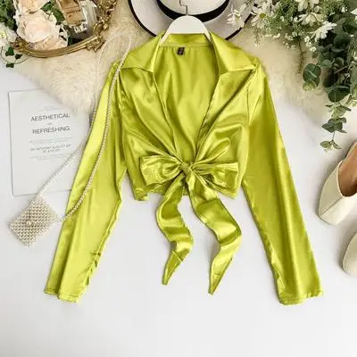 

Korean design women sexy deep v neck shirt fashion silk blouse tops