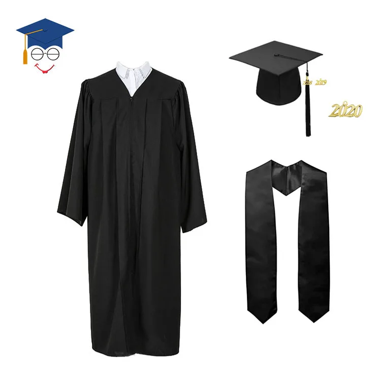 

Wholesale Black Matte Graduation gown and cap stole