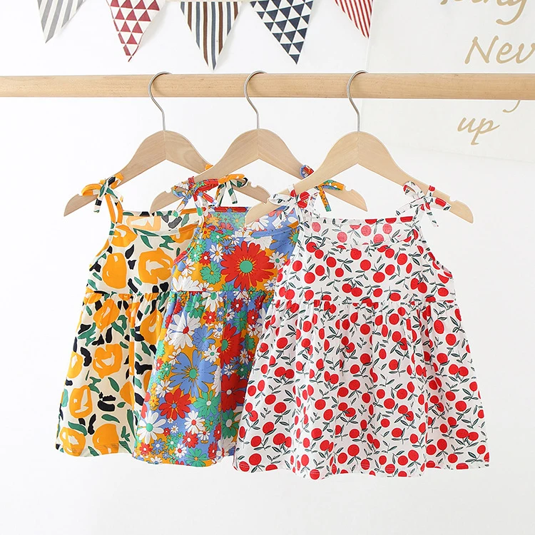 

Children's clothes 2021 new summer girls' skirts baby sling princess dress floral dress children's skirts, Picture shows