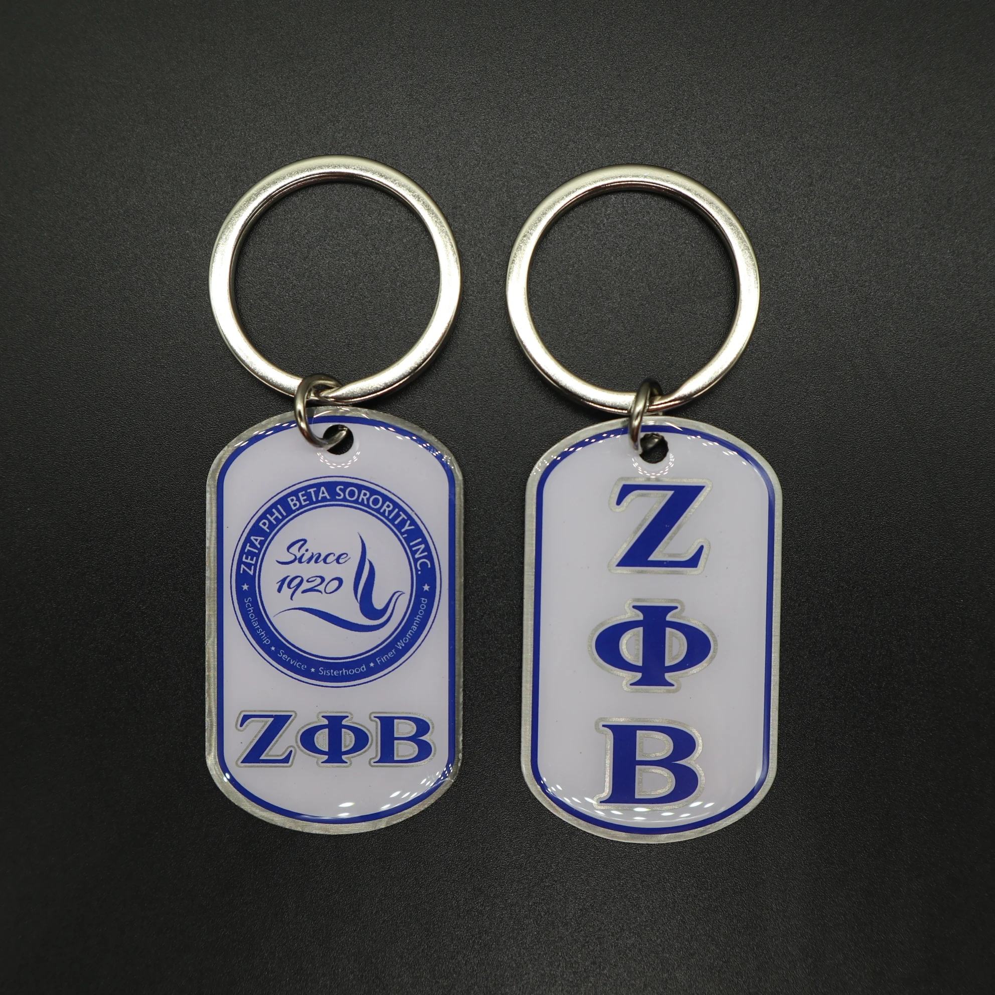 

All Groups Sorority Metal Keychain Zeta Phi Beta Metal Key Chain Fraternity Dog Tag
