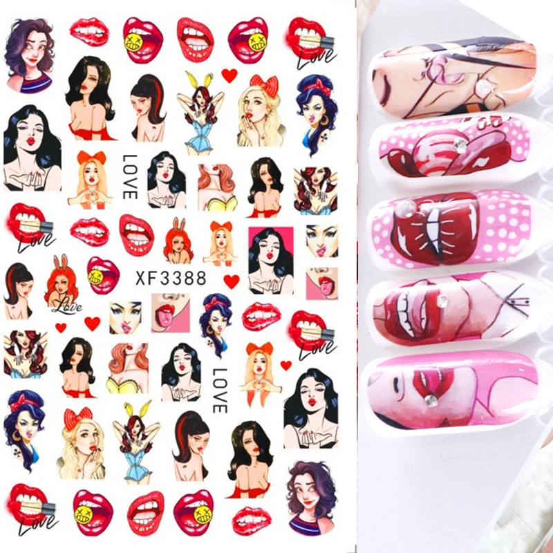 

New Design Luxury Red Sexy Lips Nail Art Stickers For Nail Decoration, Like the picture shows