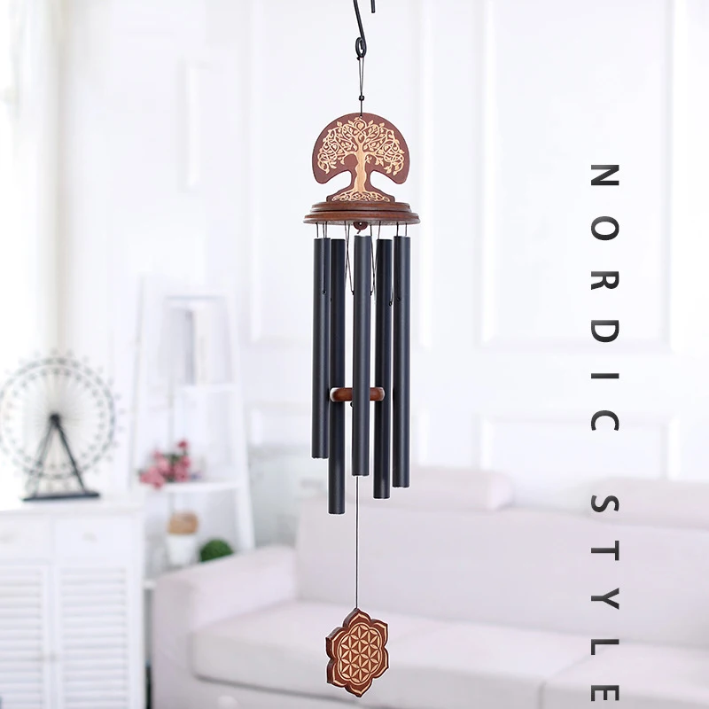 

E138 32 Inch Home Decor 5 Tubes Aluminum Windchimes Outdoor Garden Hanging Decoration Gift Memorial Tree Of Life Wind Chimes