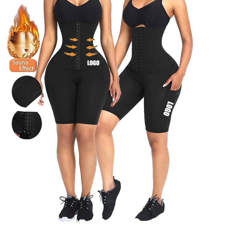 

Drop Ship 2 In 1 Waist Trainer Pants Enhancer Butt Lifter Full Compression Custom Waist Trainers Yoga Leggings Set