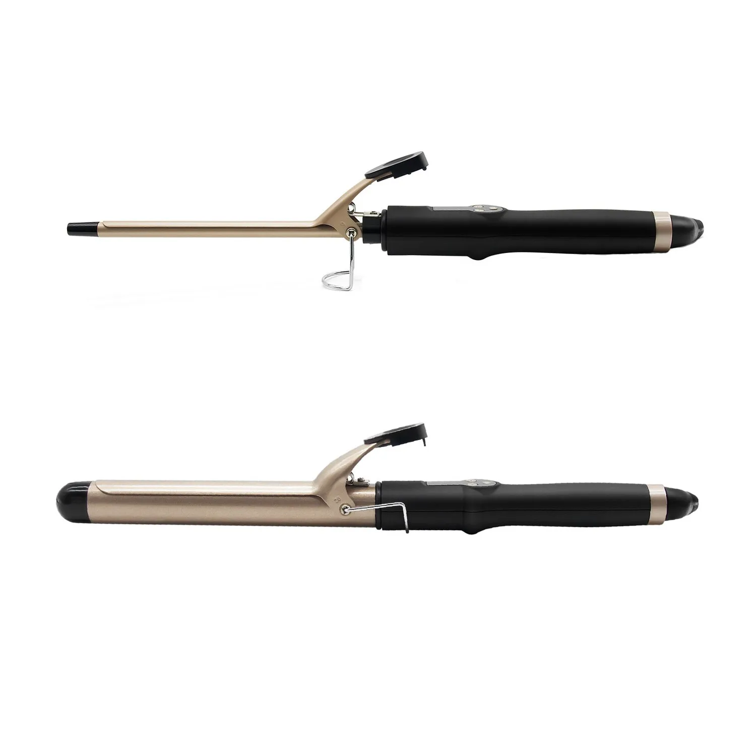 

mini wand curl iron wand curl hair flat wand curler set private label, Gold+black