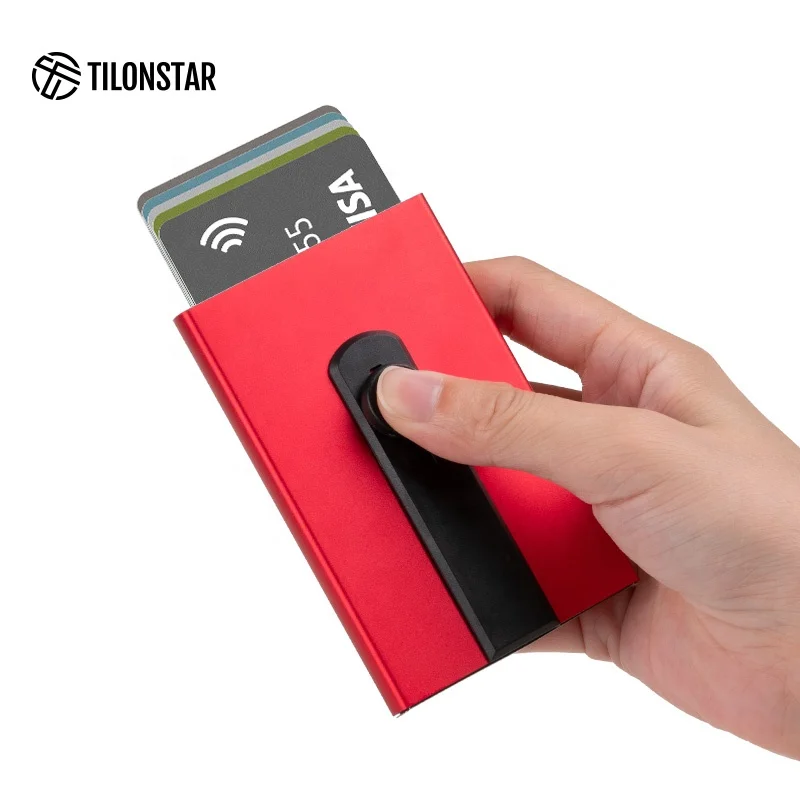 

Super Hot Rfid Blocking Aluminum Wallet Card Holder Pop Up Wallet Black Card Case Metal