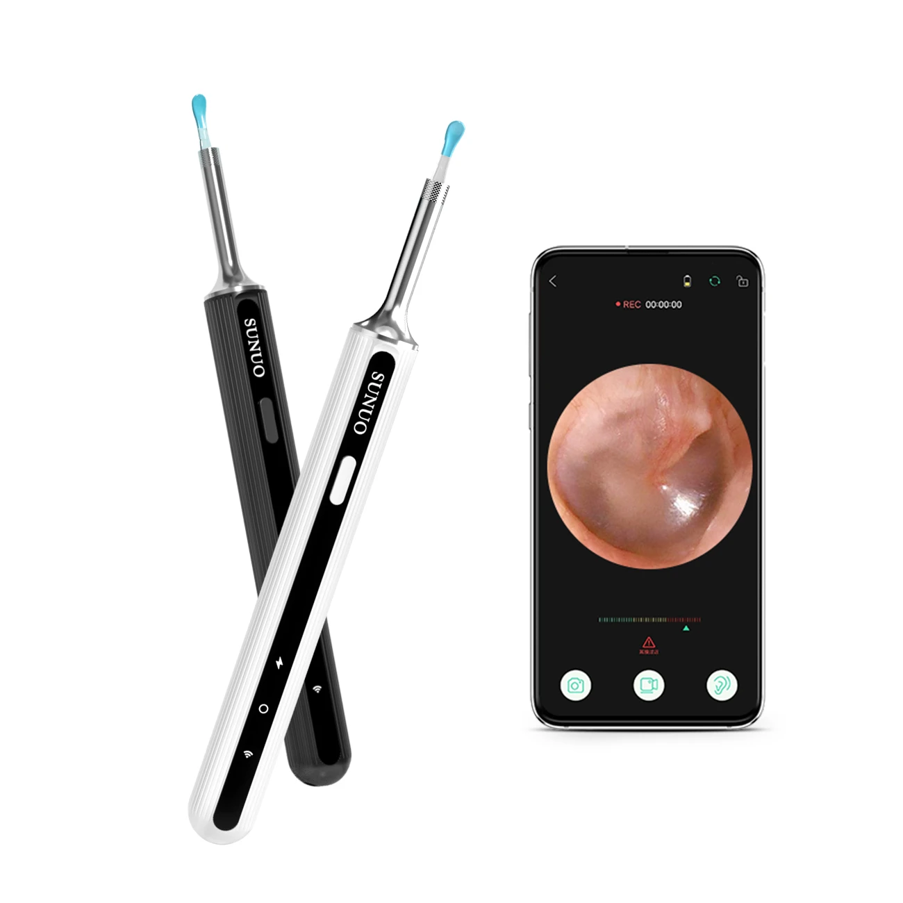 

Rechargeable Digital Otoscope Camera Ear Wax Equipment Cleaner Wireless Earwax Cleaning Tool with Silicon Tips, White, black, blue