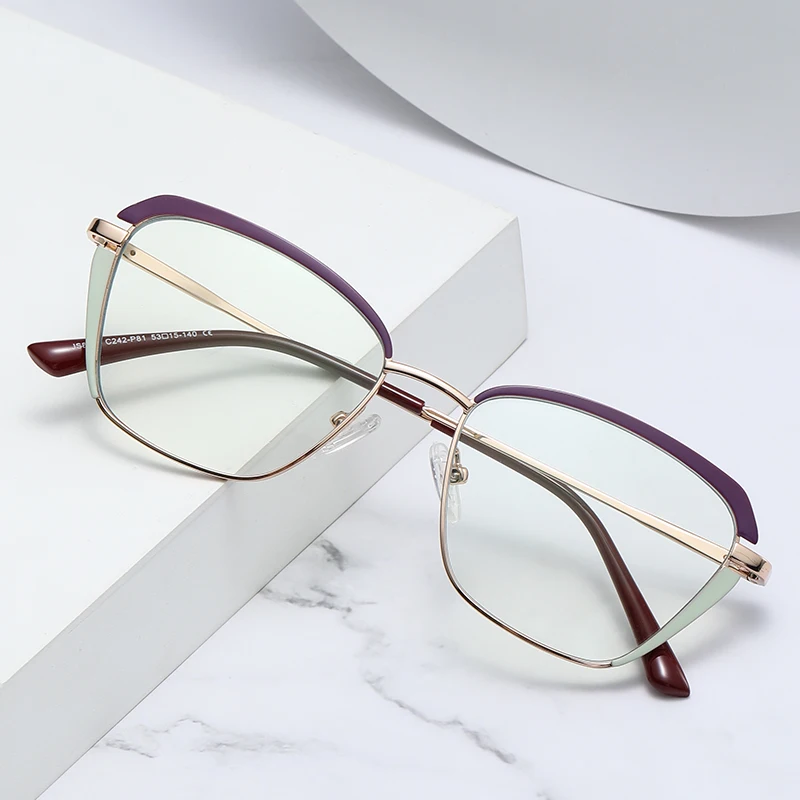 Frames Blue Light Filter Glasses Metal Optical Eye Women Black Luxury Prescription Glasses Frame Fashion Optical Eyeglasses