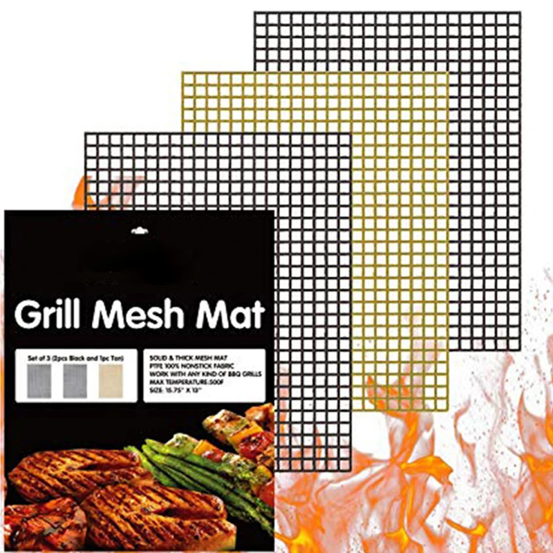 

13X16 Inch Kitchen Bbq Non-Stick Grill Mat Mesh Heavy Duty Cook Time Bbq Grill Mesh Mat, Any colors, like black, brown