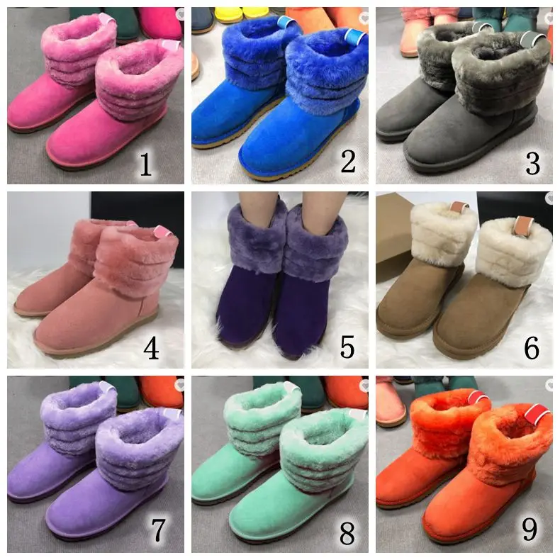 

2021 Wholesale Winter Women's Snow Boots Ankle Women Shoes Bow Girls Lady Designer Luxury Uggly Short Fluff bows Boots for Women