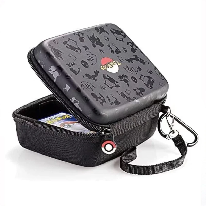 

EVA Hard Shell Card Game Case Carrying Holder Storage Box Trading For Pokemon Card Case, Black,red