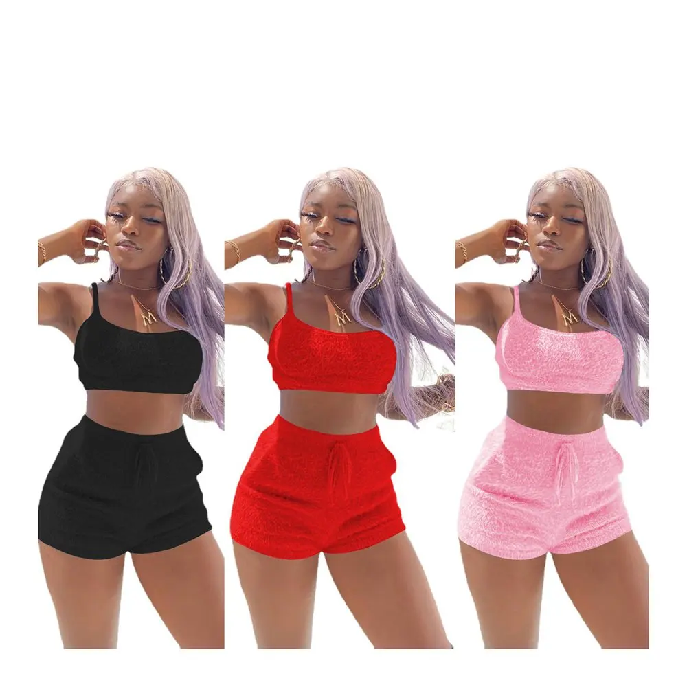 

Foma 4201 new popular spring 2021 women clothing breathe sport suit vest shorts 2 two piece sets, 3 colors