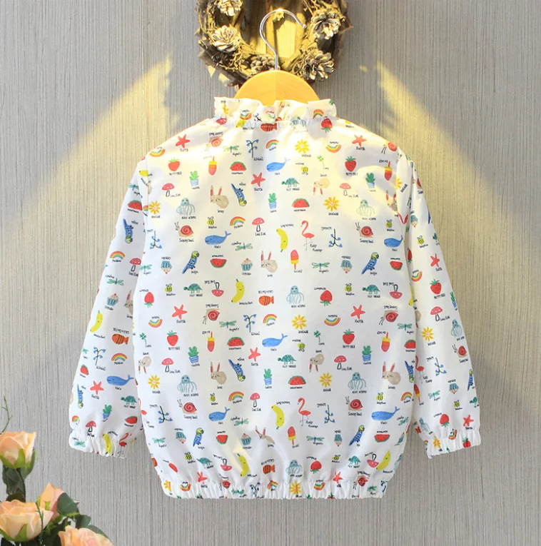 

Custom Girl Spring And Autumn Coats Cute Two Sides Printed Pocket Zipper Bomber Jacket, Printed bomber jackett in printing