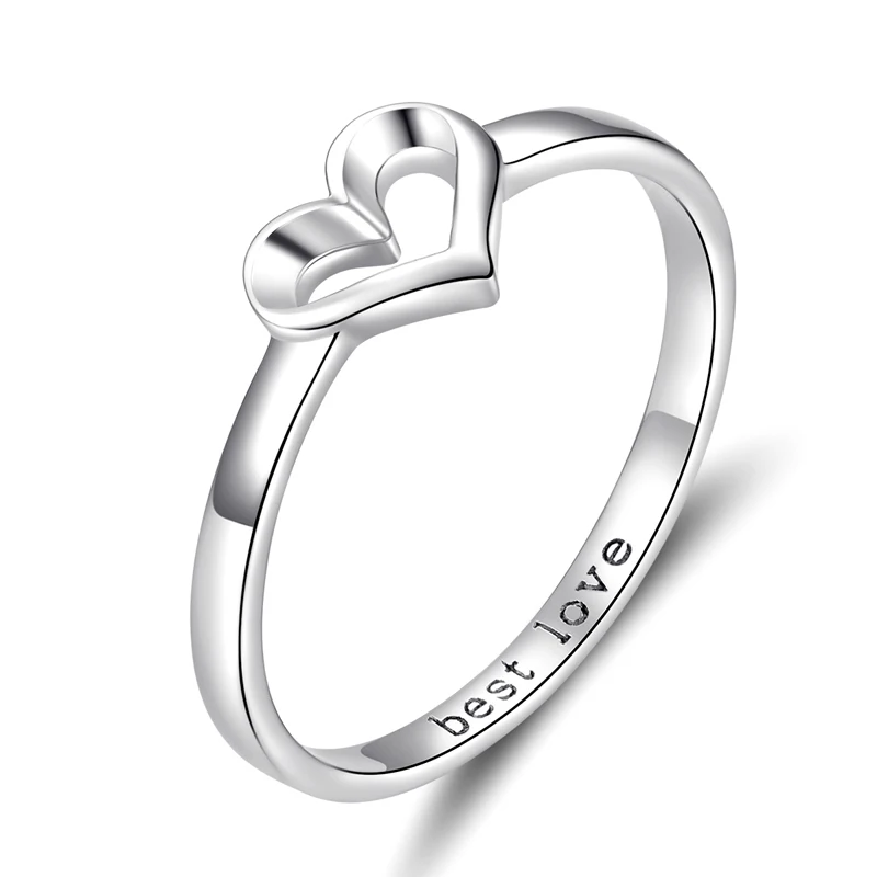 

S925 silver jewelry simple hollow heart ring best love couple ring sterling silver for girls