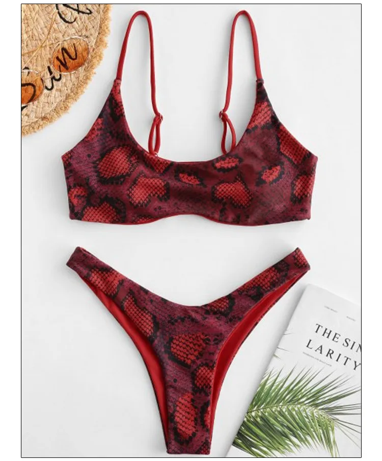 

2021Snake Print Bikini Set Push Up High Waist Swimsuit Leopard Print Swimwear swim suits Padded bathing suits women 2021, Photo color