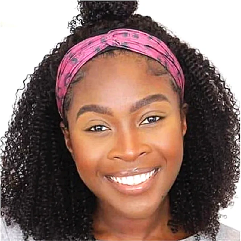 

luxury black afro synthetic yaki headband wig long straight kinky curly headband wigs