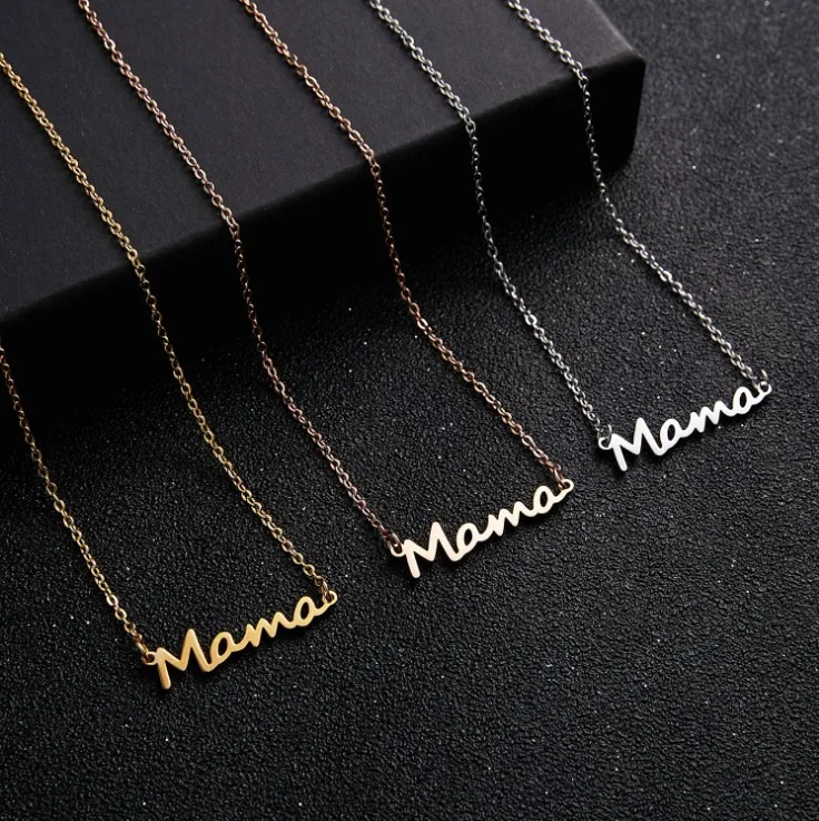 

Fashion Letter Mama Necklace Gold Silver Color Mother's Day Necklace Mom Heart Pendant Necklace for Women