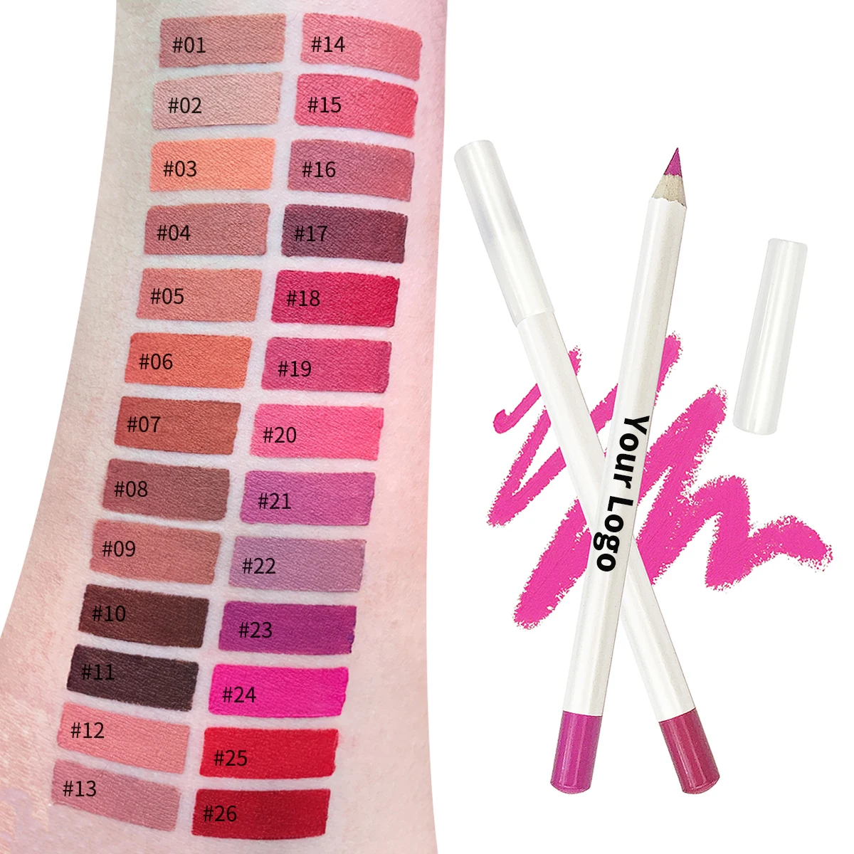 

Best Selling Lip Makeup Private Label Waterproof Vegan Lipliner, 12 colors