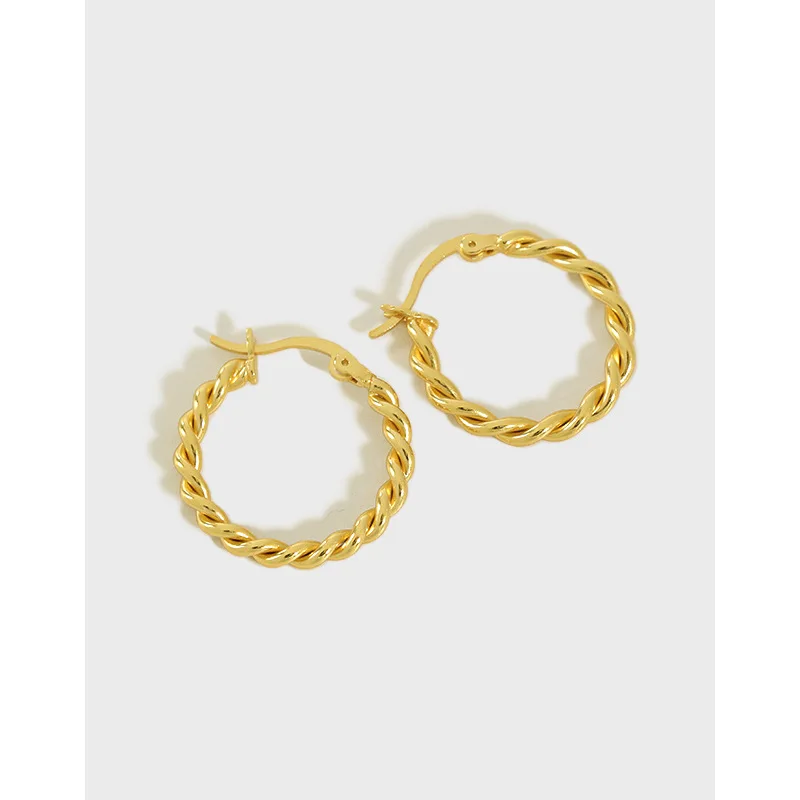 

Sailing Jewelry 925 Sterling Silver Gold Dainty Twist Huggie Hoop Earring,18K Gold Plated Cute Tiny Twist Chain Hoop Earrings