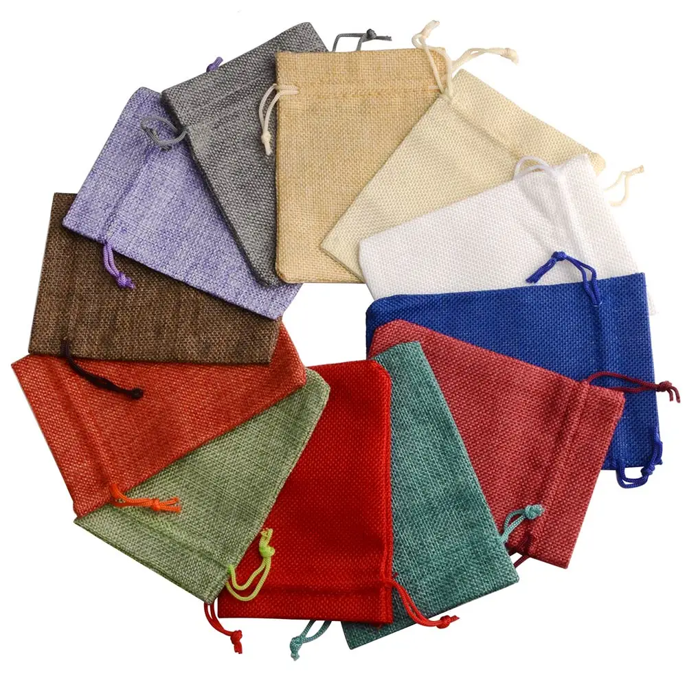 

10x14cm Flax Drawstring Bag Gift Linen Pouch Packing Jewelry Bag Pouch, Selection