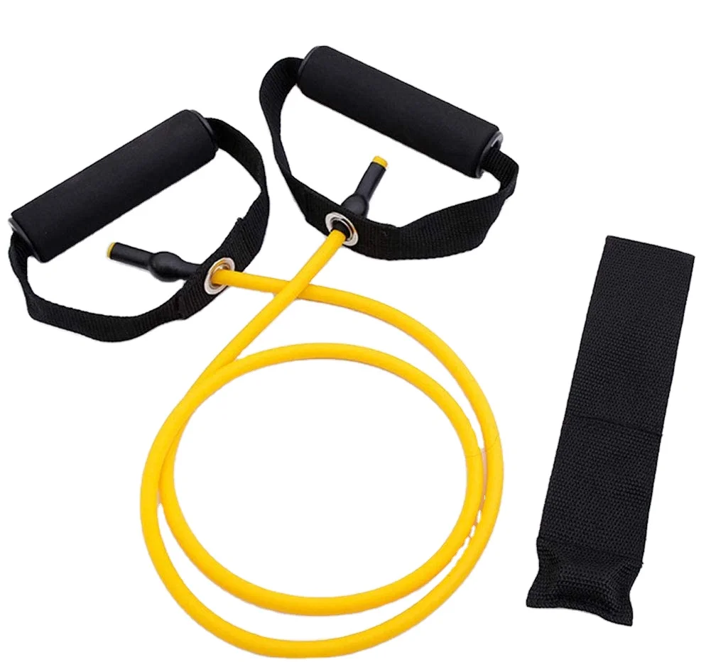 

Yoga Pilates Abs Exercise Body Shaping Physical Therapy Training Fitness Different Colors Tube 100LBS Pull Rope Resistance Bands, Yellow, green, red, blue, black,etc
