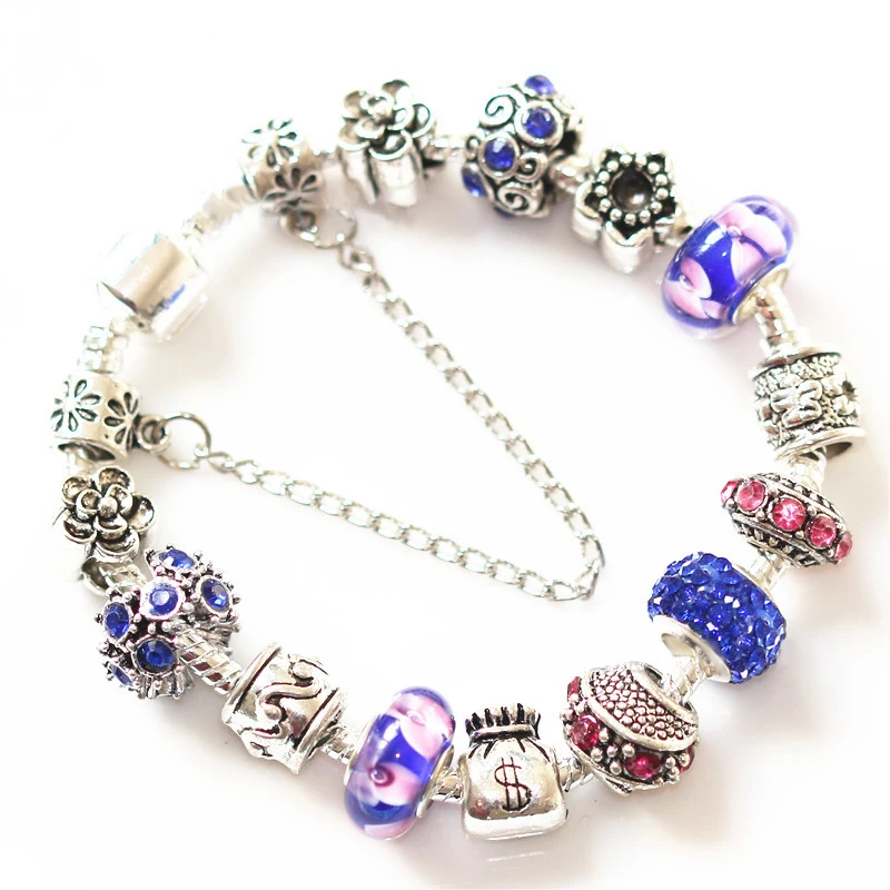 

Flowers Rhinestone Beads DIY Bead Jewelry Fit Original Charms Bracelet Trinket Wedding Jewelry For Women Gifts, Picture