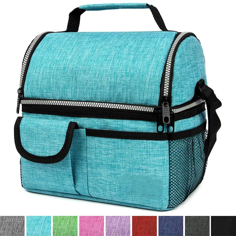 

Eco-friendly Two Compartment Lunch Bag Detachable Reusable Cooler bag With Shoulder Strap