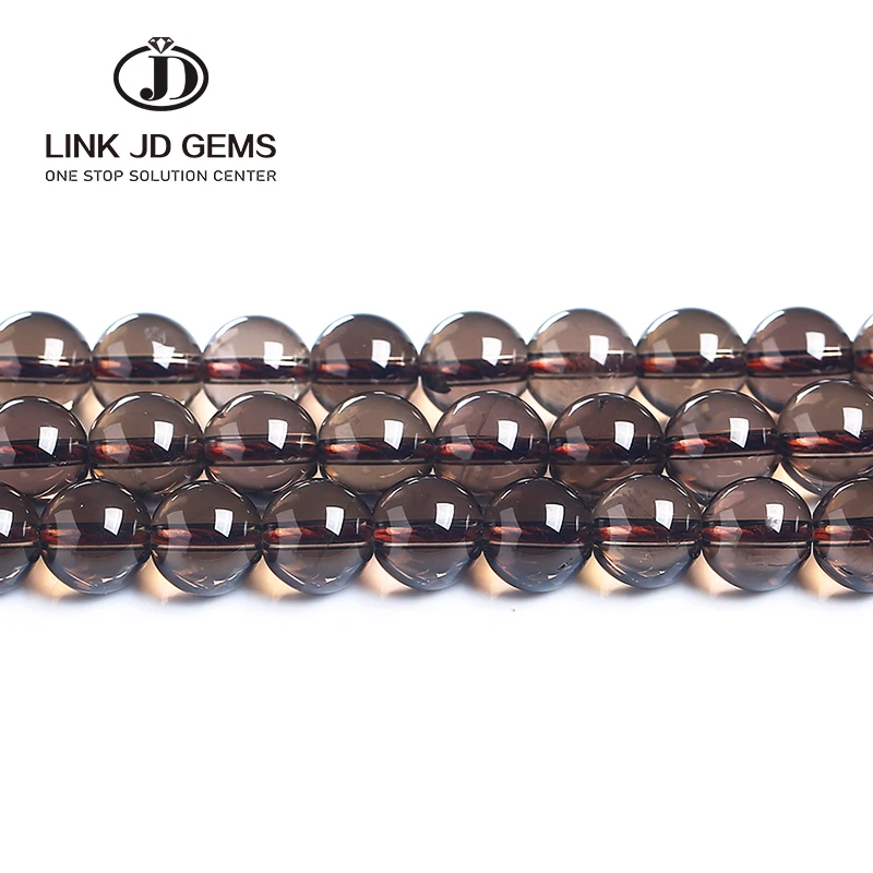 JD Unique Design Fashion Jewelry Accessories Natural Smoky Quartz 4 6 8 10 12mm Round Crystal Stone Beads for Jewelry Making