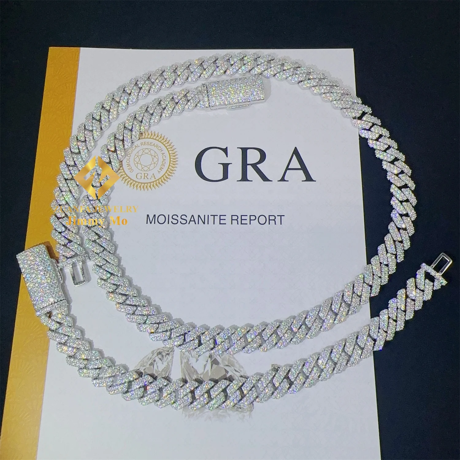 

Hot Selling Pass Diamond Tester 8mm Two Rows Pass Diamond Tester Iced Out Hip Hop VVS1 Moissanite Cuban Link Chain Necklace