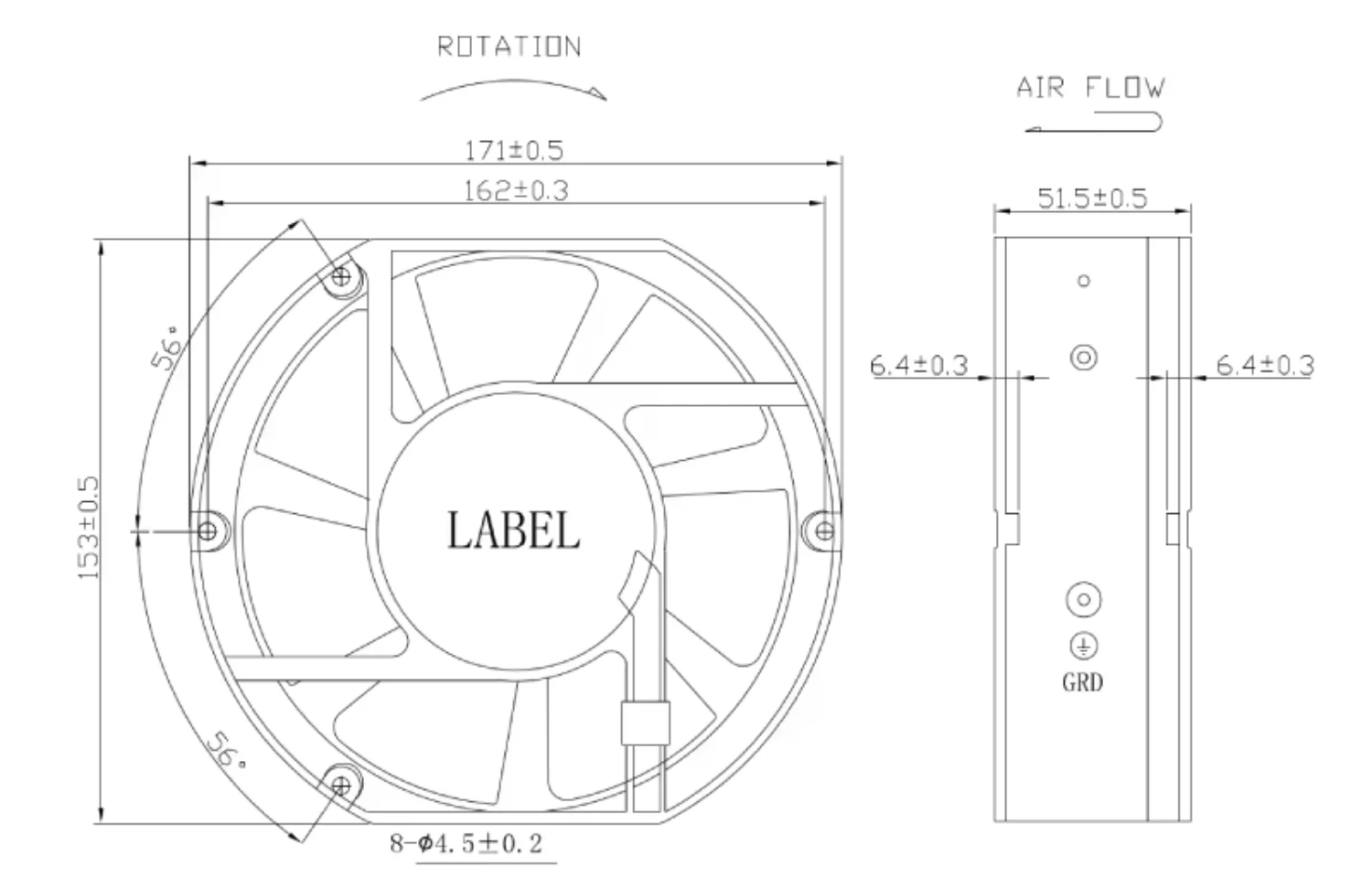 Cooling Fan, 172mm, 24V, 17251, Axial - detail 4